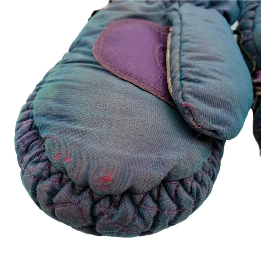 Vintage Thinsulate Quilted‎ Mittens Iridescent Purple Kids Winter Youth Sz 2-4